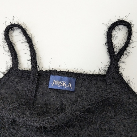 90's Fuzzy Tank Top Cropped Sleeveless Spaghetti Straps Texture - Picture 7 of 7